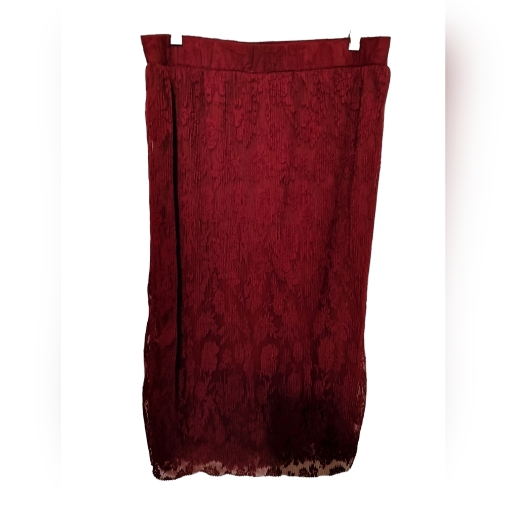 SK120) EMBER Maroon Tule Floral Print Pullon Skirt Sizer XL